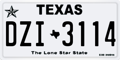 TX license plate DZI3114