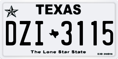 TX license plate DZI3115