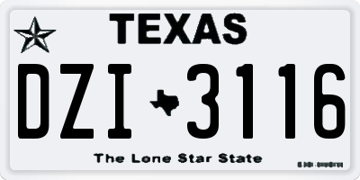 TX license plate DZI3116