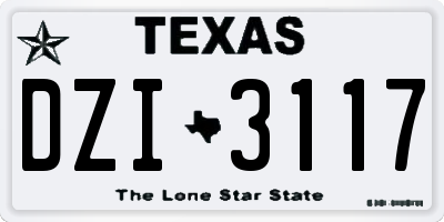 TX license plate DZI3117