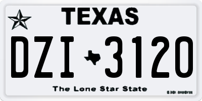 TX license plate DZI3120