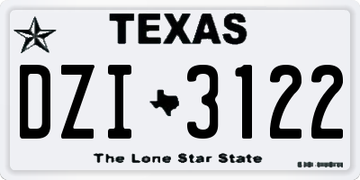 TX license plate DZI3122