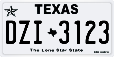 TX license plate DZI3123