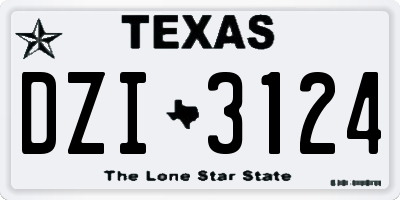 TX license plate DZI3124