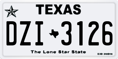 TX license plate DZI3126