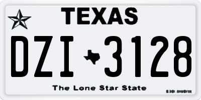 TX license plate DZI3128