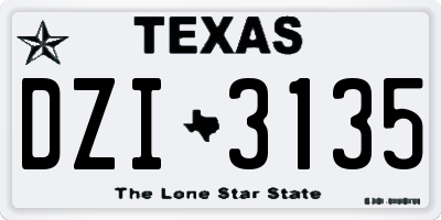 TX license plate DZI3135