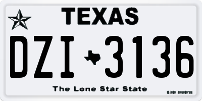TX license plate DZI3136