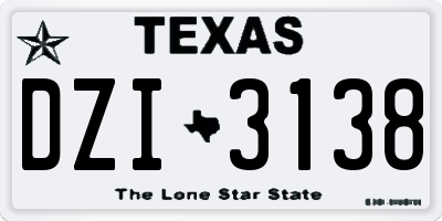 TX license plate DZI3138