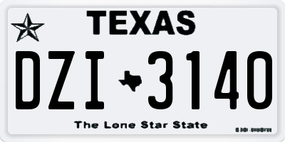 TX license plate DZI3140