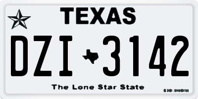 TX license plate DZI3142