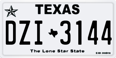 TX license plate DZI3144