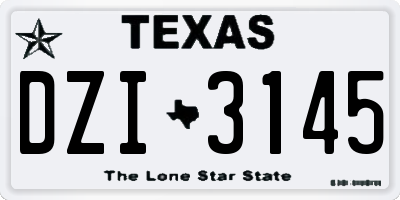 TX license plate DZI3145