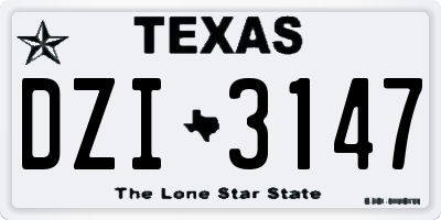 TX license plate DZI3147