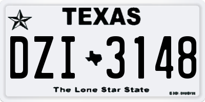 TX license plate DZI3148