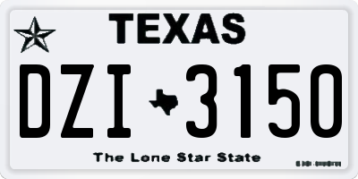 TX license plate DZI3150