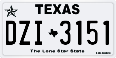 TX license plate DZI3151