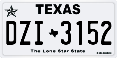 TX license plate DZI3152