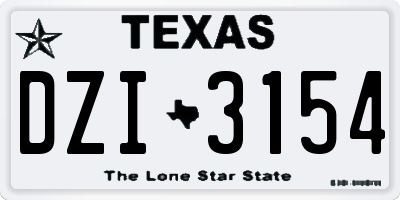 TX license plate DZI3154