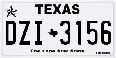TX license plate DZI3156
