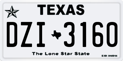 TX license plate DZI3160