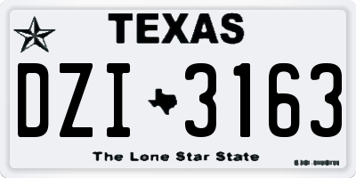 TX license plate DZI3163