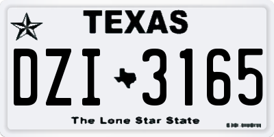 TX license plate DZI3165