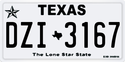 TX license plate DZI3167