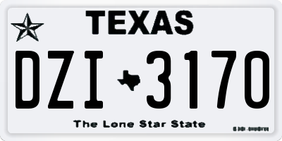 TX license plate DZI3170