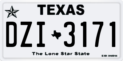 TX license plate DZI3171