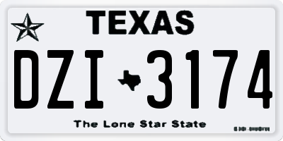 TX license plate DZI3174