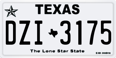 TX license plate DZI3175