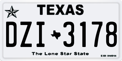 TX license plate DZI3178
