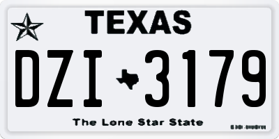 TX license plate DZI3179