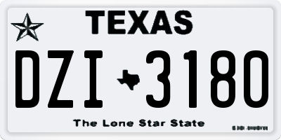 TX license plate DZI3180