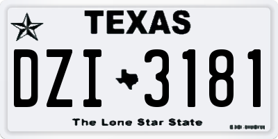 TX license plate DZI3181