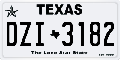 TX license plate DZI3182