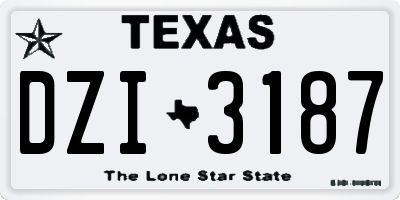 TX license plate DZI3187