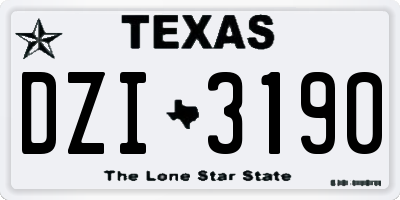TX license plate DZI3190