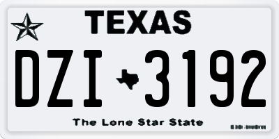 TX license plate DZI3192