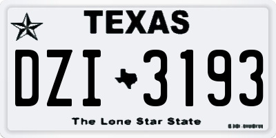 TX license plate DZI3193