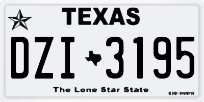 TX license plate DZI3195
