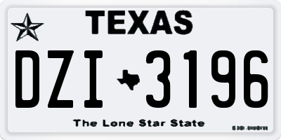 TX license plate DZI3196