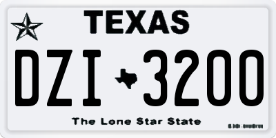 TX license plate DZI3200