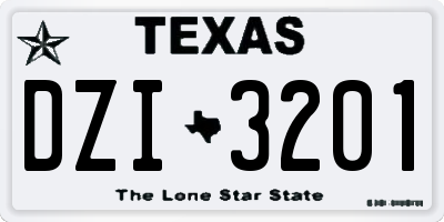 TX license plate DZI3201
