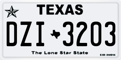TX license plate DZI3203