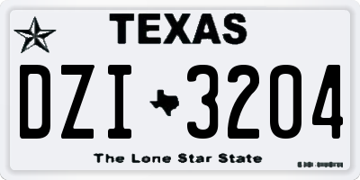 TX license plate DZI3204