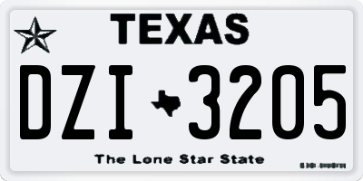 TX license plate DZI3205