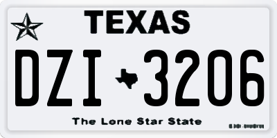 TX license plate DZI3206