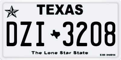 TX license plate DZI3208